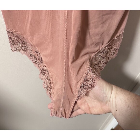 Women Marilyn Monroe Pink Sheer Lace Lingerie Body Suit High Rise Hips  XL NWOT - Picture 4 of 9